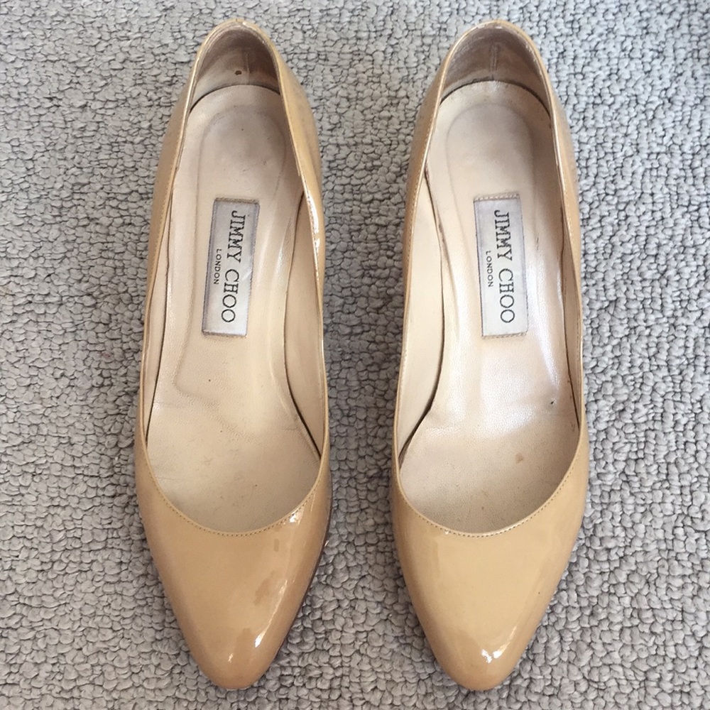 Jimmy Choo patent leather nude pumps heels sz 6.5